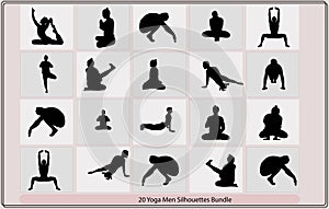 silhouette man in yoga posture,silhouette of a man doing meditation,Yoga siluettes in vector,meditating man