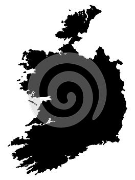 Silhouette Map Of Eire In Black