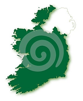 Silhouette Map Of Eire Over White