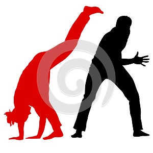 Silhouette of a Martial Arts on a white background