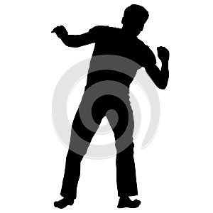 Silhouette of a Martial Arts on a white background