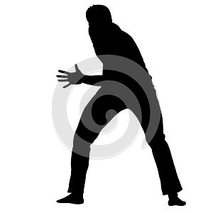 Silhouette of a Martial Arts on a white background