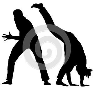 Silhouette of a Martial Arts on a white background