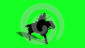 Silhouette of Medieval Knight Ride Horse and make fight With Swords And Shield