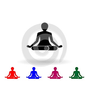 Silhouette of a meditating person multi color icon. Simple glyph, flat  of spa icons for ui and ux, website or mobile
