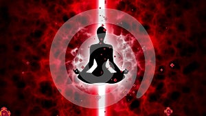Silhouette of Meditation people controlling the root chakra