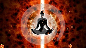 Silhouette of Meditation people controlling the sacral chakra