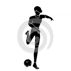 Silhouette of men playing soccer illustrated on white background