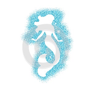 Silhouette of mermaid with dust glitters