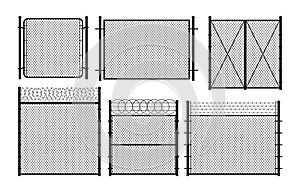 Silueta el alambre vallas a puertas colocar. ilustraciones 