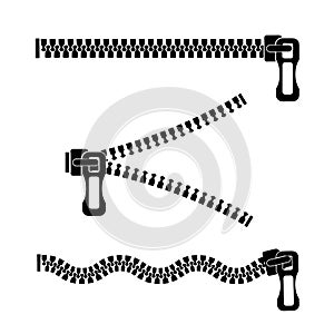 Silhouette of a metal zipper on a white background