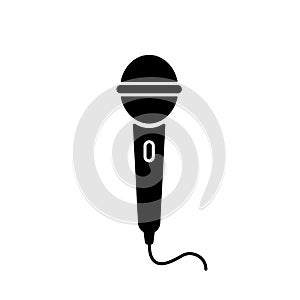 Silhouette microphone with cord icon