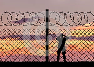 Silhouette of a military border guard