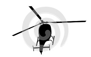 Silhouette of a military helicopter illustration isolated on white. Transportation aircraft for combat. Chopper in air photo