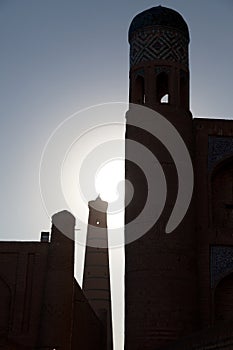 Silhouette of minarets in Khiva - Uzbekistan photo