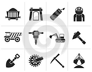 Silhouette Mining and quarrying industry objects and icons photo