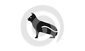 Silhouette modern black cat shape logo vector icon illustration design