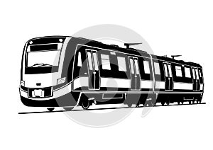 Silhouette of a modern passenger train.
