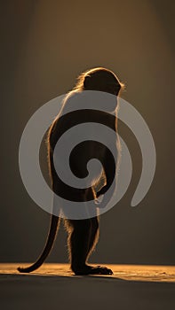 silhouette of monkey at sunset