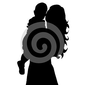 Silhouette of mother and baby, motherhood