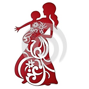 A silhouette of a mother hugging her child showing happy mother\'s day