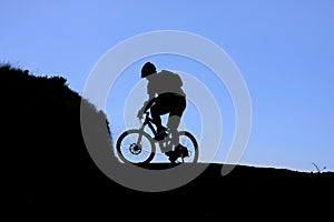 Silhouette of mountain biker