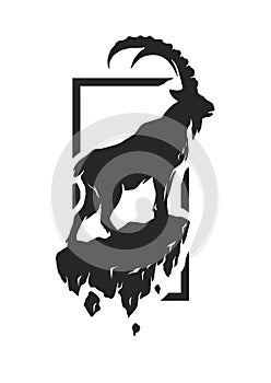 Silhouette of a mountain goat.