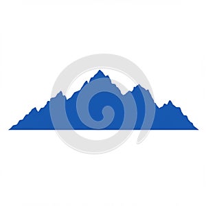 Silhouette of a mountain range in solid blue against a white background. The jagged
