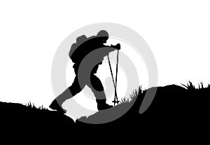 Silhouette of a mountaineer