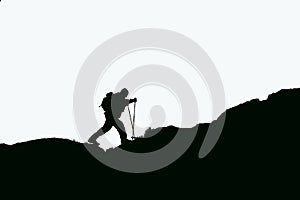 Silhouette of a mountaineer