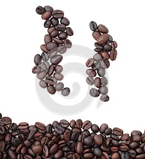 Silhouette mugs of coffee beans.