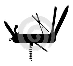 Silhouette of multi-tool Instrument (knife)