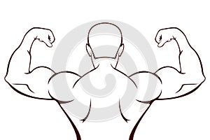 Silhouette of muscular man on white