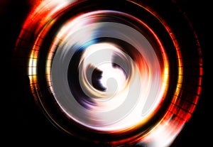 Silhouette of music Audio Speaker, abstract background, Light Circle. Music concept.