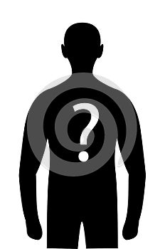 Silhouette mystery person question mark on body