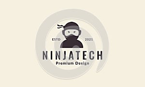 Silhouette ninja technology logo vector symbol icon illustration design