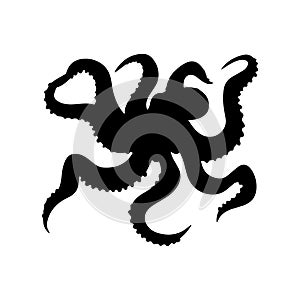 silhouette of octopus,  white background