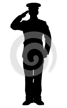 Silhouette of a officer saluting. photo