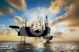 Silhouette,Offshore oil and rig platform photo