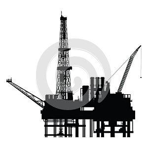Silhouette of oil platform,
