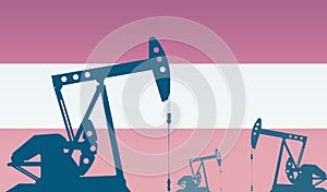 silhouette of oil pumps against flag of Austria. Extraction grade crude oil and gas. concept of oil fields and oil companies,