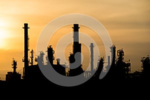 Silhouette of oil refinery