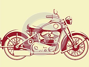 Silhouette of Old Motorcycle - Profile View
