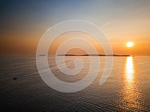 Silhouette of Ons Island in Galicia, Spain