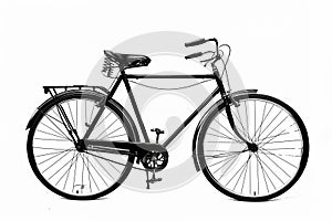 Silhouette outline of a bicycle on white