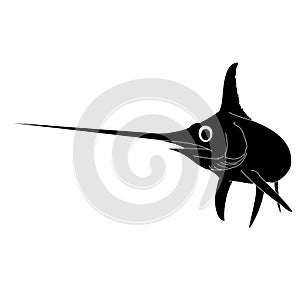 A silhouette of an outlined swordfish