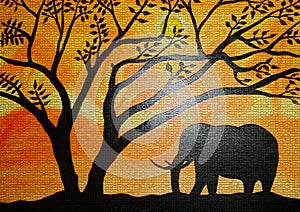 Silhouette painting on canvas created background design