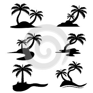 silhouette of palm tree vector set 01