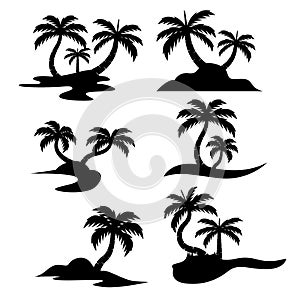 silhouette of palm tree vector set 02