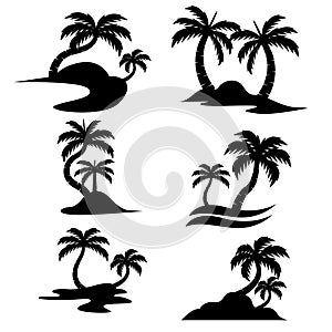 silhouette of palm tree vector set 03
